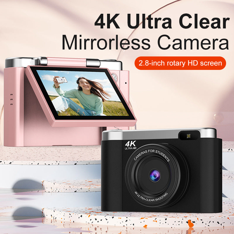 4K Ultra HD Digital Camera - 75MP, 2.8-inch Rotatable Screen, Auto Focus & Built-in Flash(white)