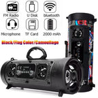 Portable Wireless Speaker - FM Radio, USB/TF Playback, AUX Input, Microphone Support & 2000mAh Battery(Blue and black)