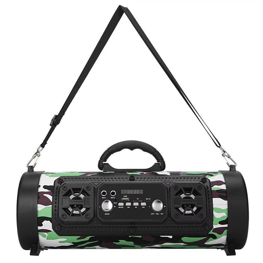 Portable Wireless Speaker - FM Radio, USB/TF Playback, AUX Input, Microphone Support & 2000mAh Battery(Camouflage)
