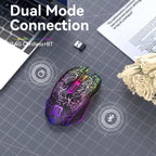 Ergonomic Dual-Mode Wireless Gaming Mouse - Mute Buttons, Adjustable DPI, Rechargeable, Multi-Assist Keys(white)