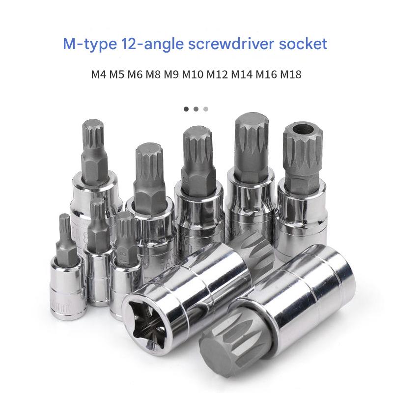 10-Piece M-Type Spline Bit Socket Set - Chrome Steel, Polished & Quenched for Durability with Storage Case(blue)