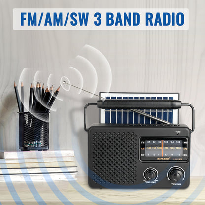 Portable Solar Powered 3-Band AM/FM/SW Radio with Bluetooth Speaker & Multiple Charging Options(black)