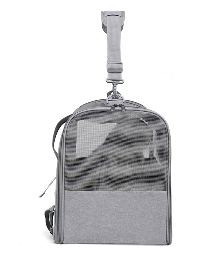 Foldable Soft-Sided Pet Carrier for Travel - Fits Cats & Small Dogs Under 6kg, with Removable Plush Bed & Shoulder Strap(grey)
