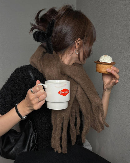 2pc Luxuriously Soft Winter Scarf with Tassel Fringe - Ultra Cozy & Warm Neck Wrap(Sky Blue)