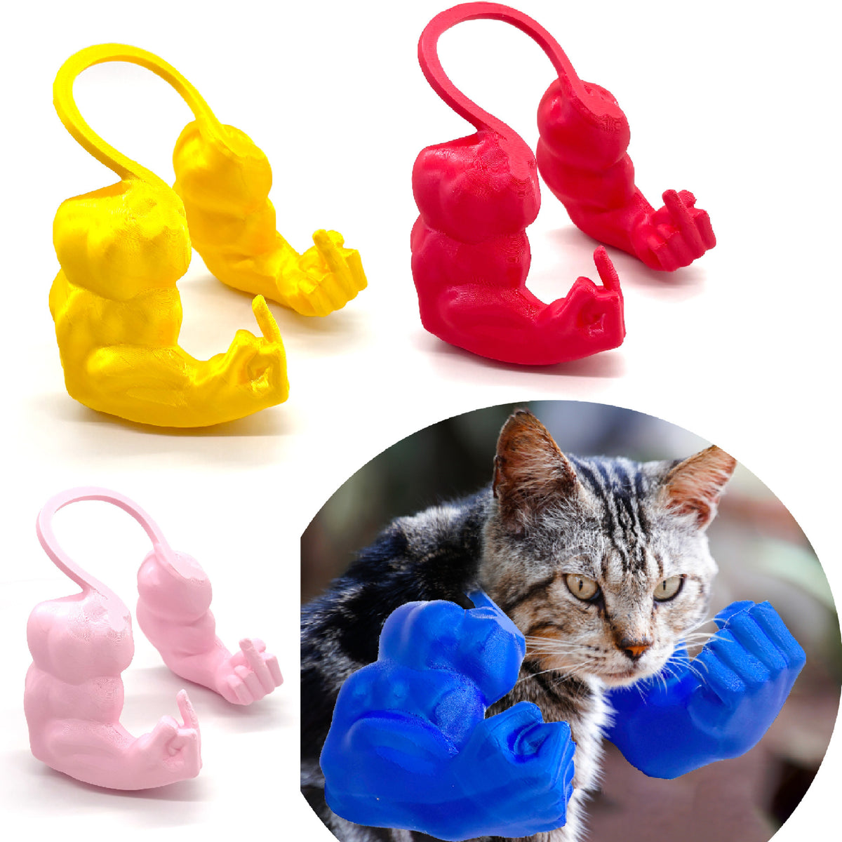 2pc Hilarious Muscle Arm Pet Costume Prop - Funny Novelty Arms for Cats & Small Dogs(pink)