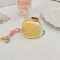 3pc Chic Woven Mini Backpack Pouch - Earphone Case & Coin Purse with Keychain Lanyard(yellow)