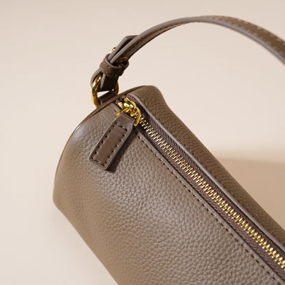Genuine Leather Boston Bag - Mini Barrel Crossbody & Top Handle Purse(white)