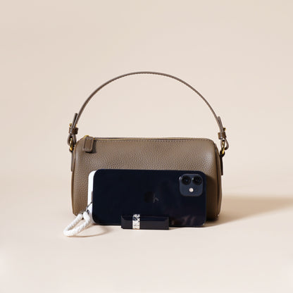 Genuine Leather Boston Bag - Mini Barrel Crossbody & Top Handle Purse(white)