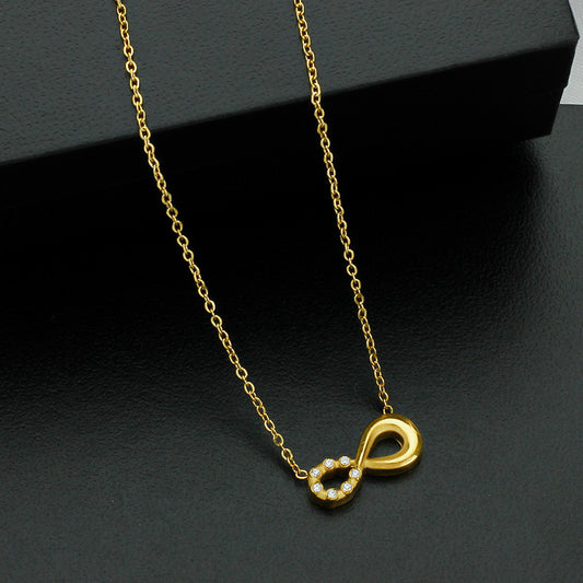 Style 4 Gold Infinity Necklace for Women - Dainty Titanium Steel Pendant with Sparkling Cubic Zirconia