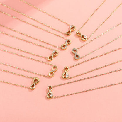 Style 4 Gold Infinity Necklace for Women - Dainty Titanium Steel Pendant with Sparkling Cubic Zirconia