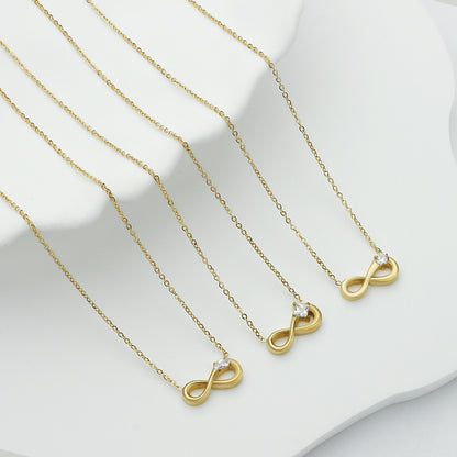 Style 4 Gold Infinity Necklace for Women - Dainty Titanium Steel Pendant with Sparkling Cubic Zirconia