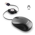 Grey and Black Portable Mini USB Mouse with Retractable Cable - Compact Travel Mouse for PC and Laptop