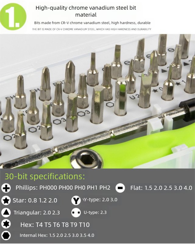 Green 32-in-1 Precision Screwdriver Set - Magnetic Repair Tool Kit for Electronics, Phone & PC