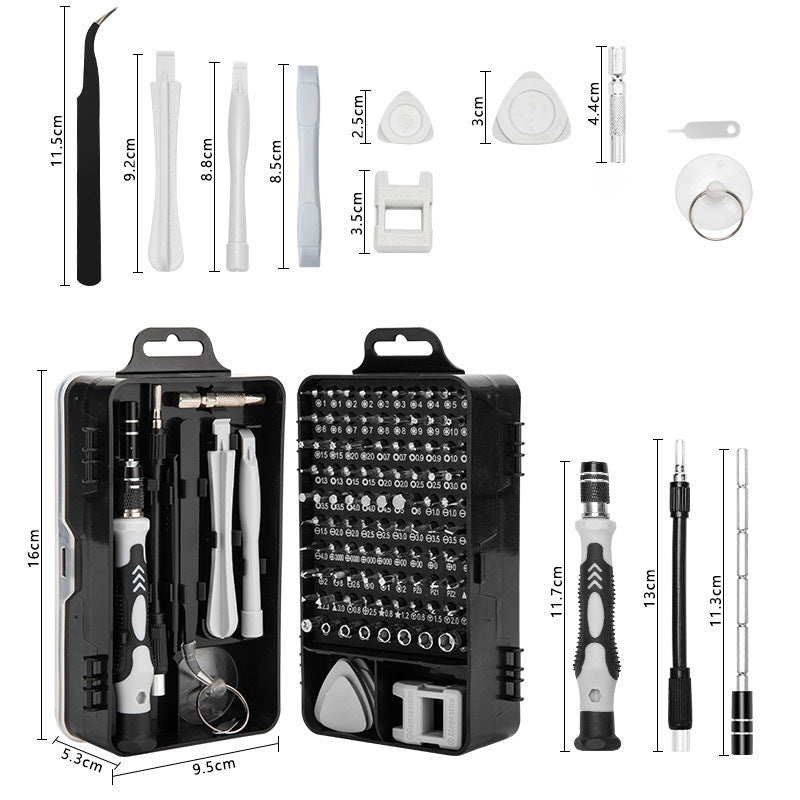 Grey Professional 115-in-1 Precision Screwdriver Set - Magnetic Repair Tool Kit for PC, Laptop, Phone & Electronics