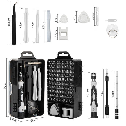 Grey Professional 115-in-1 Precision Screwdriver Set - Magnetic Repair Tool Kit for PC, Laptop, Phone & Electronics
