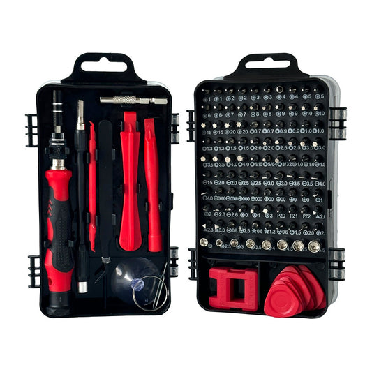 Red and Black Professional 115-in-1 Precision Screwdriver Set - Magnetic Repair Tool Kit for PC, Laptop, Phone & Electronics