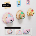 3 Pcs (Pink + Brown + Yellow) Adorable Bear Wall Protector - Multi-Use Self-Adhesive Door Stopper Bumper