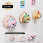 3 Pcs (Pink + Brown + Yellow) Adorable Bear Wall Protector - Multi-Use Self-Adhesive Door Stopper Bumper