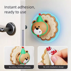 3 Pcs (Pink + Brown + Yellow) Adorable Bear Wall Protector - Multi-Use Self-Adhesive Door Stopper Bumper