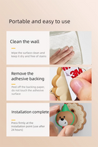 3 Pcs (Pink + Brown + Yellow) Adorable Bear Wall Protector - Multi-Use Self-Adhesive Door Stopper Bumper