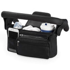 Black Universal Stroller Organiser Caddy with Insulated Cup Holders and Detachable Wristlet