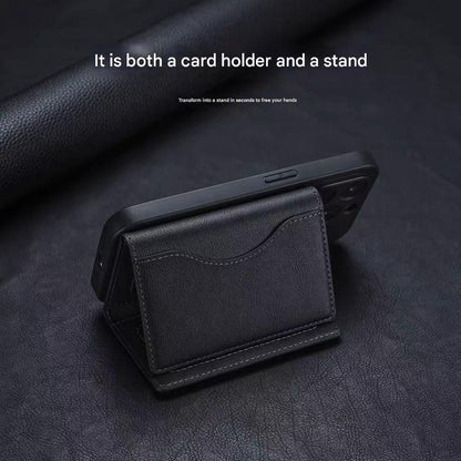 Black 3-in-1 Magnetic Wallet for MagSafe - Slim PU Leather Card Holder with Kickstand