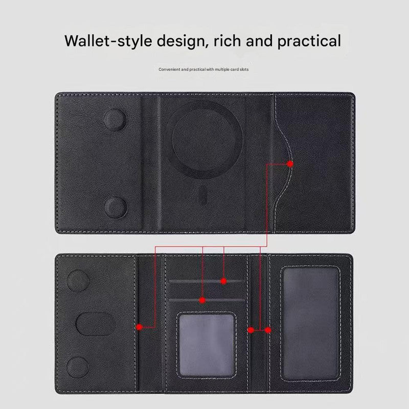 Dark Green 3-in-1 Magnetic Wallet for MagSafe - Slim PU Leather Card Holder with Kickstand
