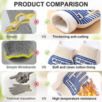 Blue and White Extreme Heat Resistant BBQ Gloves - Cut-Resistant Oven Mitts with Non-Slip Silicone Grip