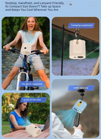 Beige High-Speed Mini Clip Fan with 360° Rotation – Portable, Rechargeable & Multi-Functional Cooling Solution