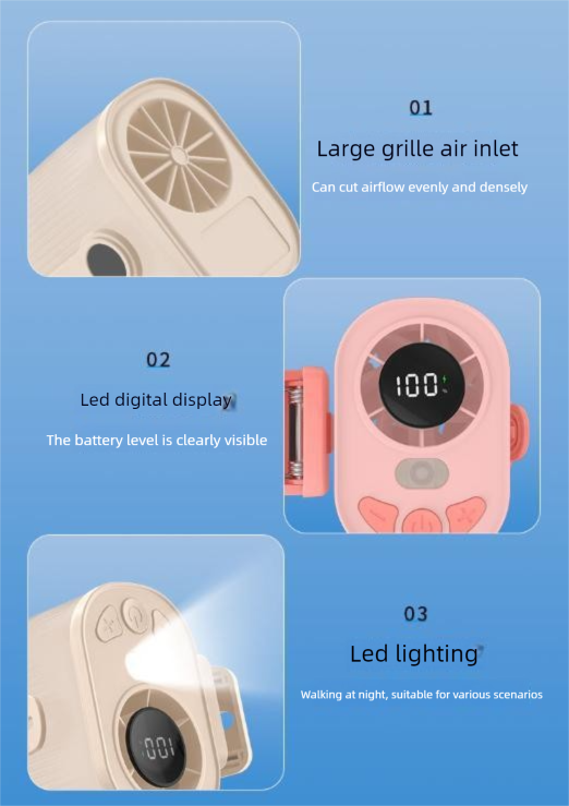 Beige High-Speed Mini Clip Fan with 360° Rotation – Portable, Rechargeable & Multi-Functional Cooling Solution
