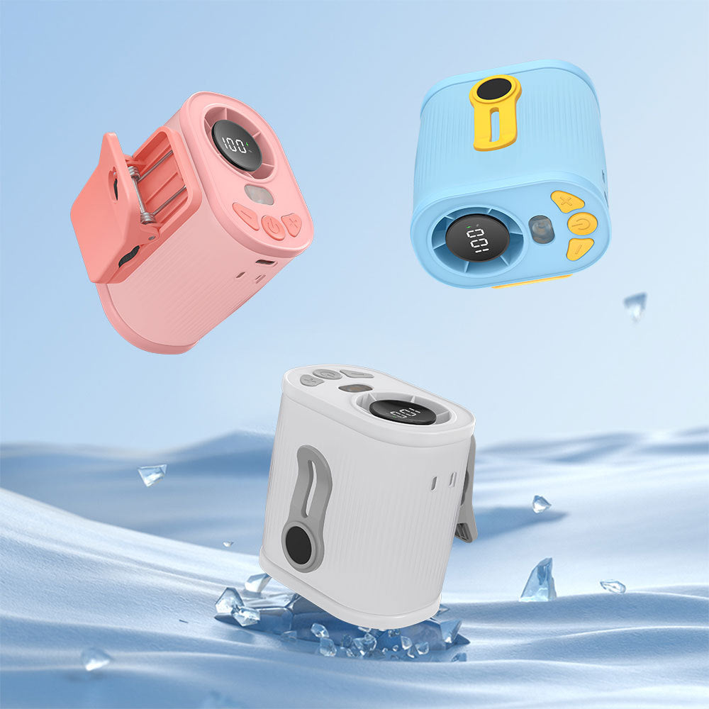 Blue High-Speed Mini Clip Fan with 360° Rotation – Portable, Rechargeable & Multi-Functional Cooling Solution