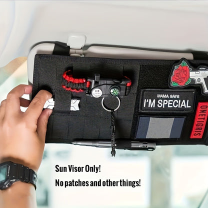 2 Pcs Green Car Sun Visor Organizer – Multi-Purpose Tactical Storage Bag for Tools, Cards & Gear