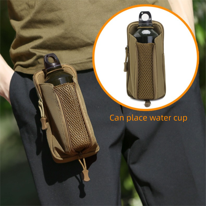Black camouflage Multi-Functional Outdoor Water Bottle & Phone Pouch – Tactical Zippered Waist Pack for Travel, Hiking, and Daily Use