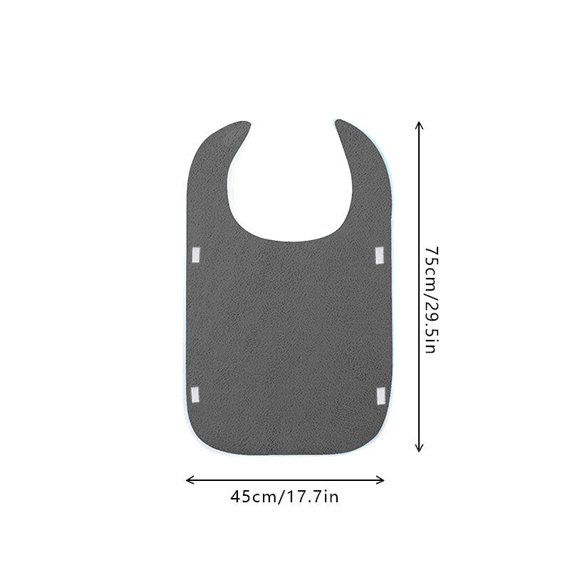 Grey Anti-Stain Feeding Apron with Pocket – Adjustable Care Bib for Elderly & Disabled Adults (2-Pack)
