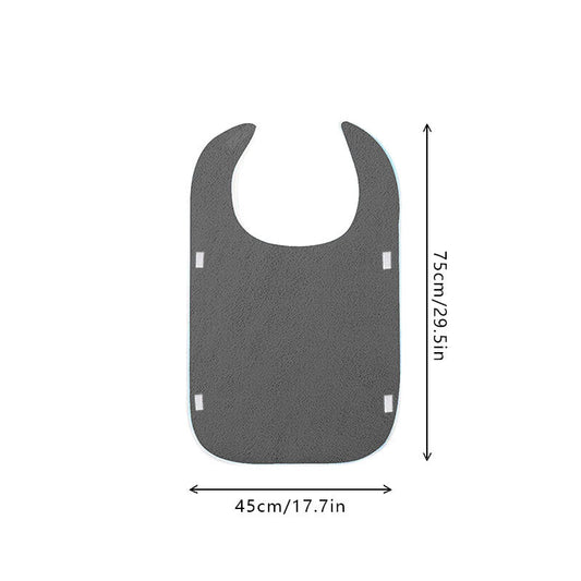 Grey Anti-Stain Feeding Apron with Pocket – Adjustable Care Bib for Elderly & Disabled Adults (2-Pack)