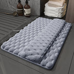 Luxury Plush Memory Foam Bath Mat with Foot Drying Panel - Super Absorbent & Non-Slip Bathroom Rug(Checkered gray)