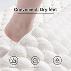 Luxury Plush Memory Foam Bath Mat with Foot Drying Panel - 40*60cm Super Absorbent & Non-Slip Bathroom Rug(Checkered brown)