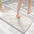 Plush Embossed Leaf Bath Mat - Ultra Soft, Absorbent & Non-Slip Bathroom Rug(Dark gray 50*80㎝)
