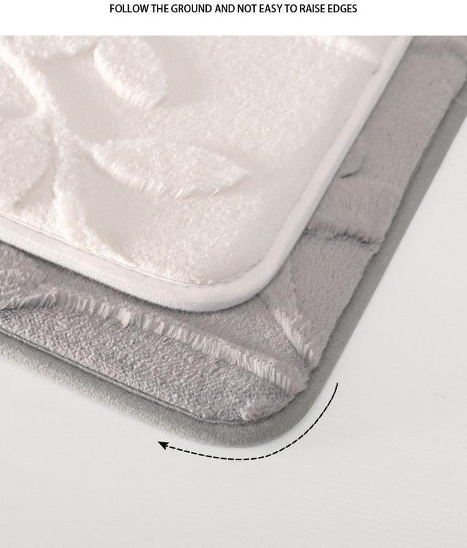 Plush Embossed Leaf Bath Mat - Ultra Soft, Absorbent & Non-Slip Bathroom Rug(Dark gray 50*80㎝)