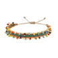 Green Style Artisan Boho Beaded Bracelet - Handmade Woven Friendship Band with Gold-Plated Chain