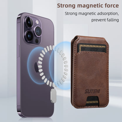 Purple Slim Magnetic Wallet with Kickstand for MagSafe - PU Leather Card Holder