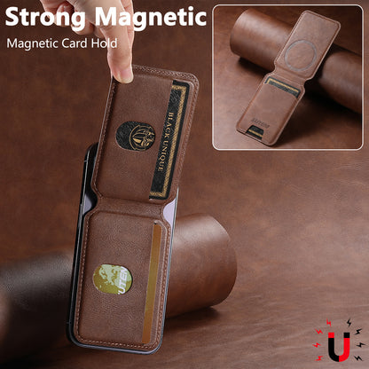 Purple Slim Magnetic Wallet with Kickstand for MagSafe - PU Leather Card Holder