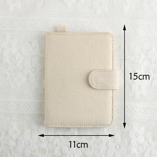 White DIY Canvas Passport Holder with 4 Random Patches - Customizable Travel Document Wallet