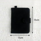 Black DIY Canvas Passport Holder with 4 Random Patches - Customizable Travel Document Wallet