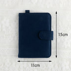 Navy Blue DIY Canvas Passport Holder with 4 Random Patches - Customizable Travel Document Wallet