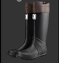 43# Black Foldable Knee-High Rain Boots - Packable Waterproof Non-Slip Wellies for Travel & Festivals