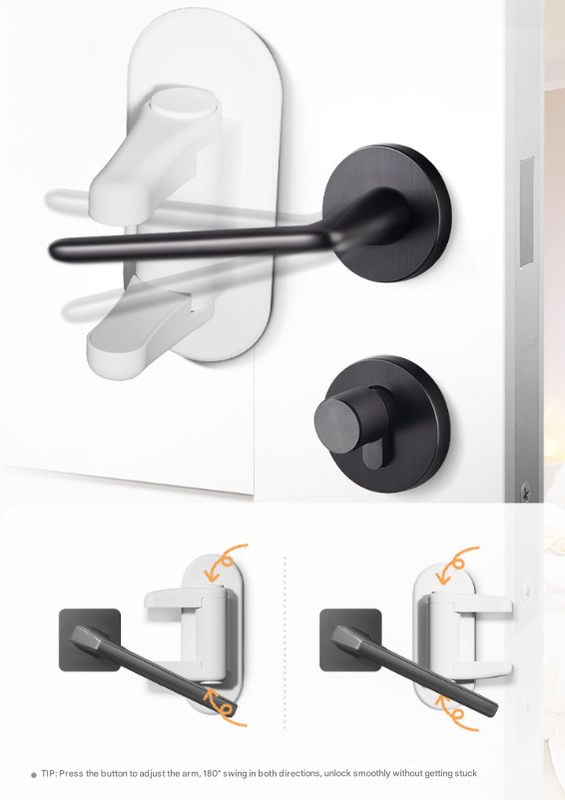2-Pack White Child Safety Door Lever Lock - No-Drill Door Handle Lock for Home Security