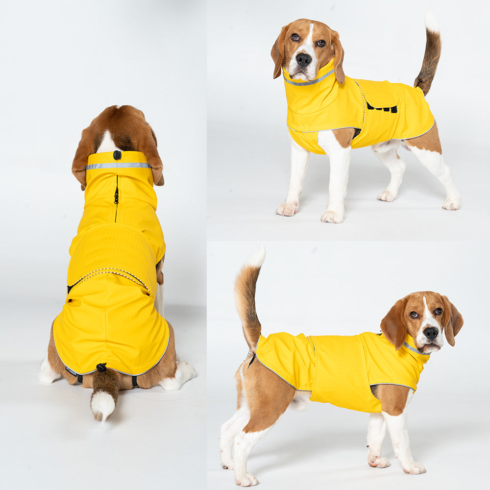 L Dark Blue All-Season Pet Raincoat - Waterproof & Dustproof High-Collar Dog Windbreaker for Spring