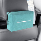 Blue 2-Pack  Luxury Faux Suede Car Tissue Box - Visor Clip & Strap for Armrest or Seat Back