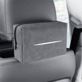 Grey 2-Pack  Luxury Faux Suede Car Tissue Box - Visor Clip & Strap for Armrest or Seat Back